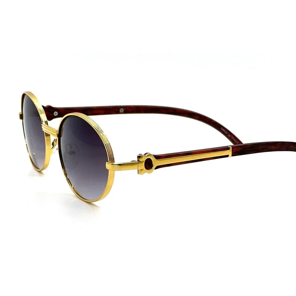 Round Sunglasses Gold Frame Men's Fashion Shades‎ Retro Vintage UV400 Protection